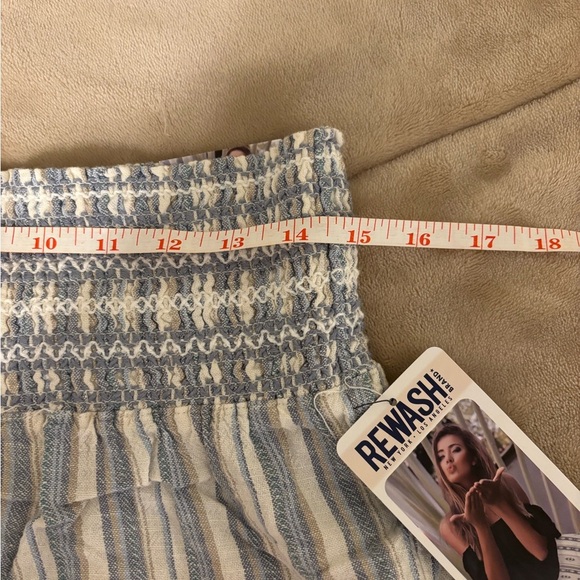 Rewash High Waist Blue and White Striped Shorts - Picture 4 of 7